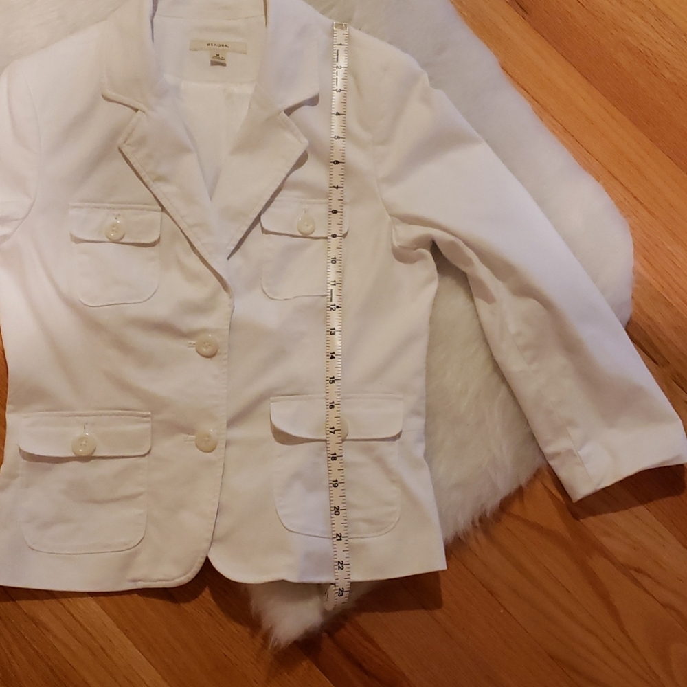 MERONA White Two Button Summer Spring Office Casual Patch Pocket Blazer Jacket M - Picture 7 of 8
